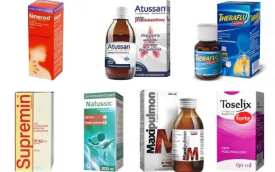 Leki na kaszel dla dzieci: Supremin, Natussic, Maxipulmon, Toselix, Sinecod, Atussan, Theraflu.