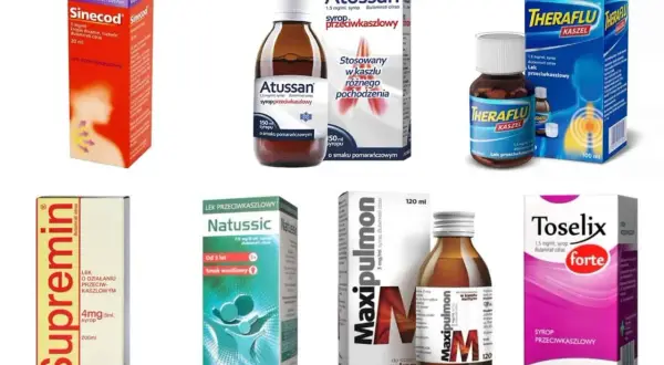 Leki na kaszel dla dzieci: Supremin, Natussic, Maxipulmon, Toselix, Sinecod, Atussan, Theraflu.